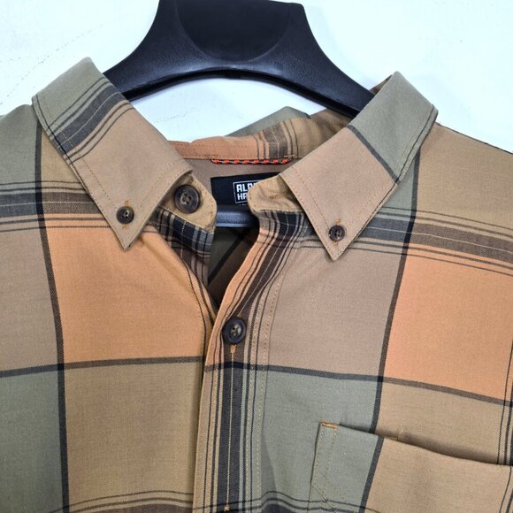 Alaskan Hardgear Men 2XL Relaxed Fit Plaid Khaki Button Front Long Sleeve Shirt - Picture 8 of 10